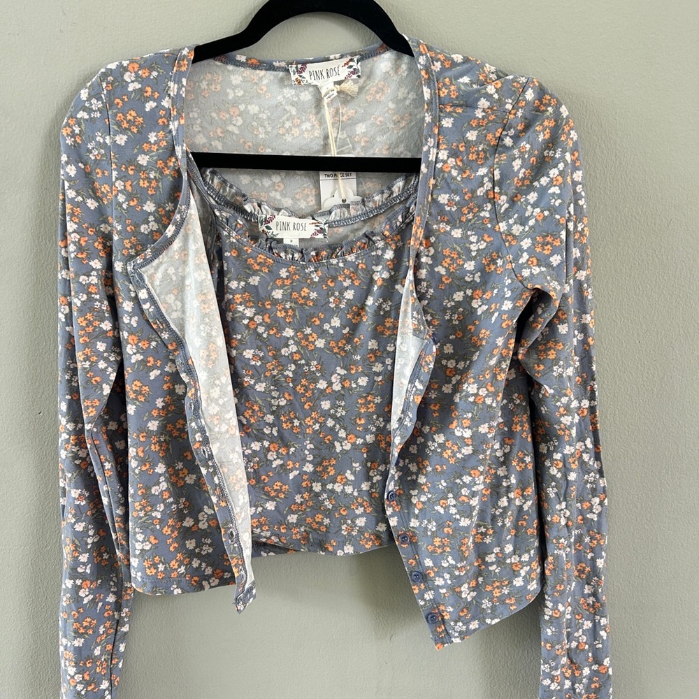 Pink Rose Blue and Orange Floral Set